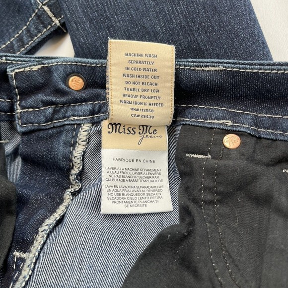 Miss Me Blue Jeans Mid Rise Easy Boot Worn Once 28 Womens Dark Wash Sequins - Picture 10 of 10